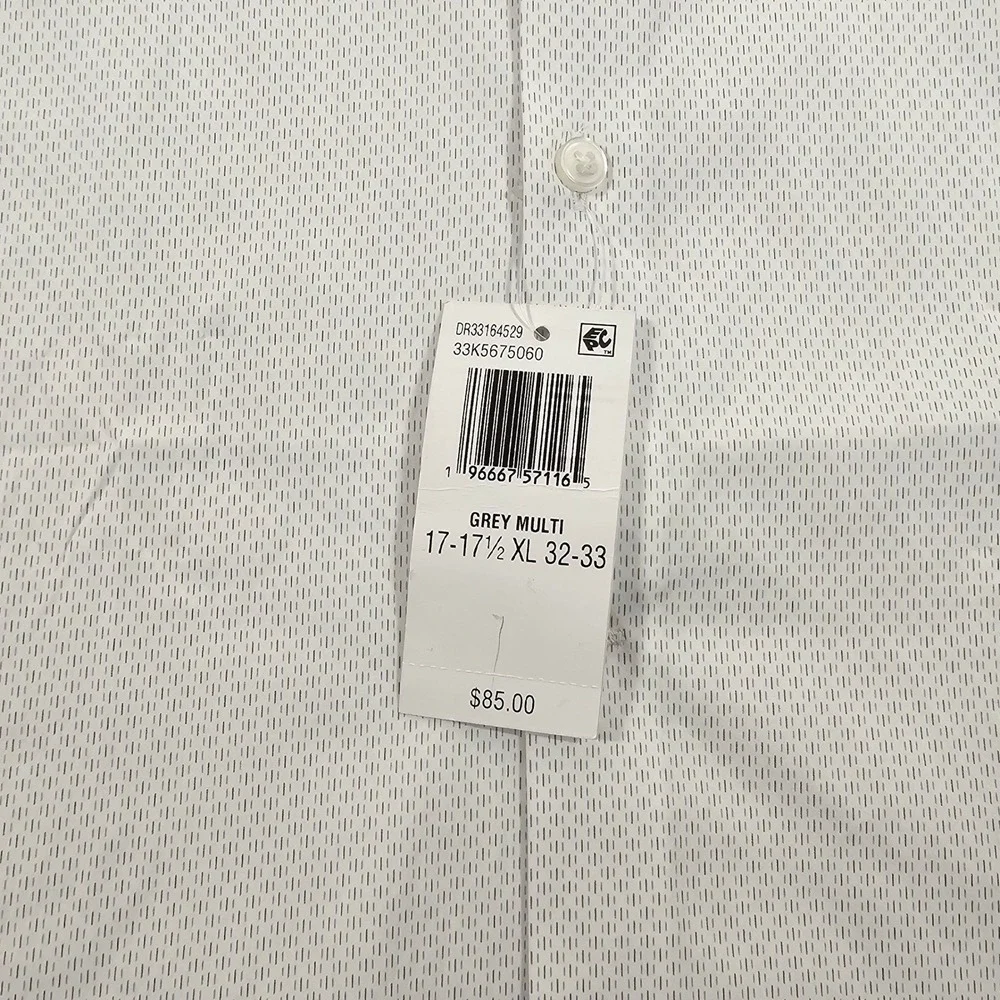 Calvin Klein Extra Slim Dress Shirt Grey‎ Multi Stretch 17-17.5 XL 32-33